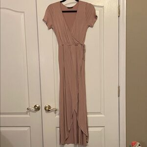 Elegant Blush High Low Wrap Dress